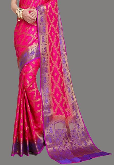 Fuchsia Pink Color Madurai Silk Saree (She Saree 622)