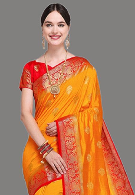 Golden Yellow Color Madurai Silk Saree (She Saree 627)
