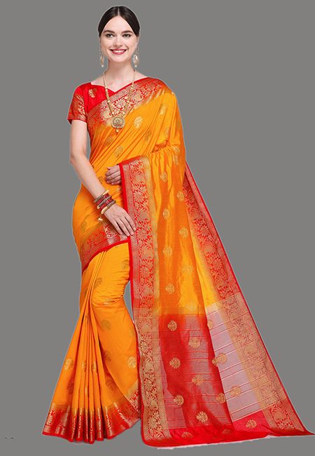 Golden Yellow Color Madurai Silk Saree (She Saree 627)