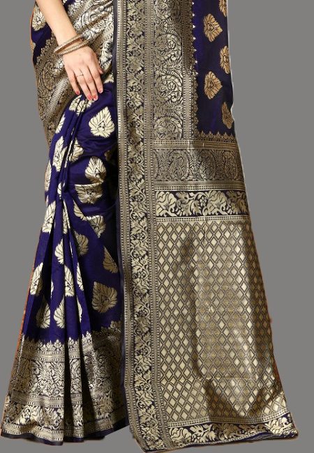 Navy Blue Color Designer Soft Banarasi Silk Saree (She Saree 657)