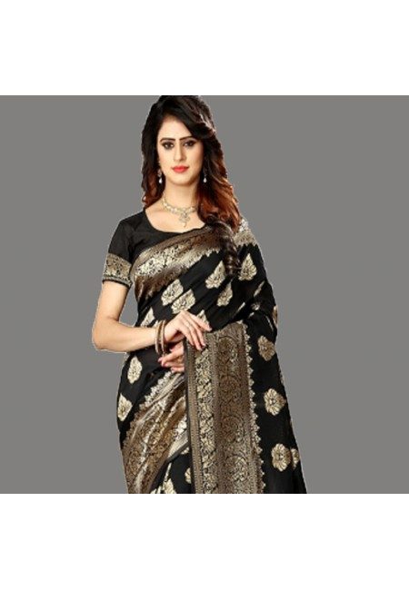 Black Color Designer Soft Banarasi Silk Saree (She Saree 656)