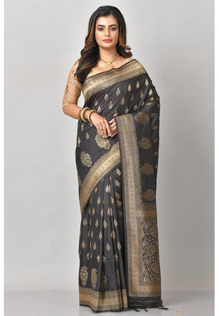 Black Color Semi Katan Silk Saree (She Saree 1061)