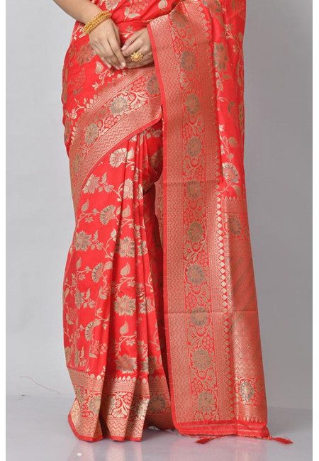Red Color Semi Katan Silk Saree (She Saree 1076)