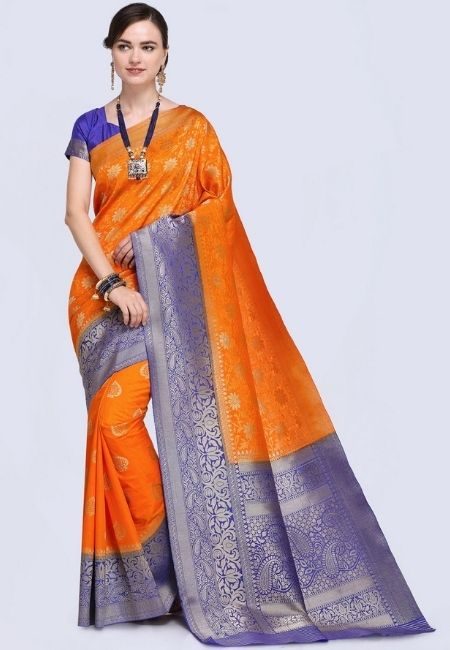 Orange Color Khaddi Silk Saree (She Saree 1224)