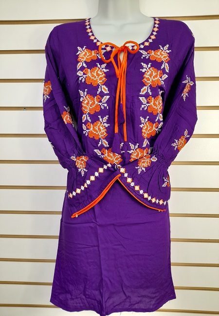 Purple Color Linen Designer Embroidery Women Top (She Top 505)